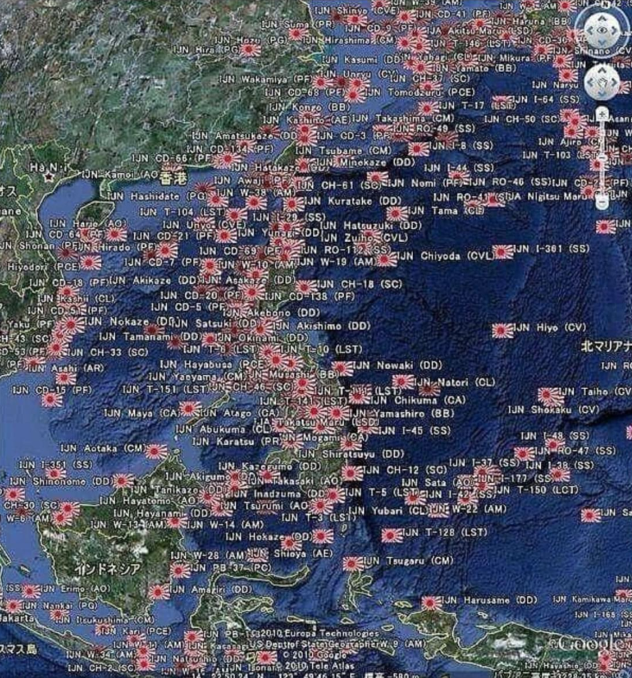 海外「なんてクソみたいな時代なんだ」第二次世界大戦中に沈没した日本の艦船をすべて示した地図が話題に（海外の反応）